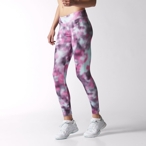 Barbie Adidas Womens Ultimate Fit Allover Print Tights - Rich Red/Solar Leggings - Picture 5 of 5